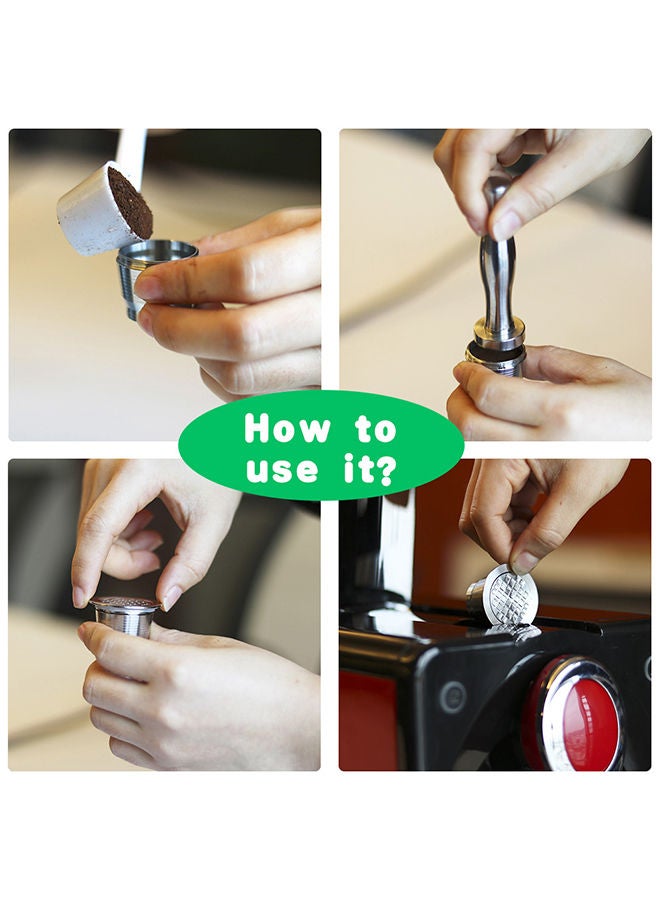 NIBEMINENT Stainless Steel Fillable Coffee Capsule Cup Silver 11*5.5*5.5cm - Image 4