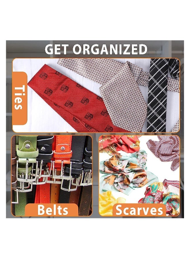 2Pcs Pack Tie Belt Hangers Adjustable 24 Clip Scarf Racks Holder Hook Hanger for Closet Organizer Storage Beige - Image 2