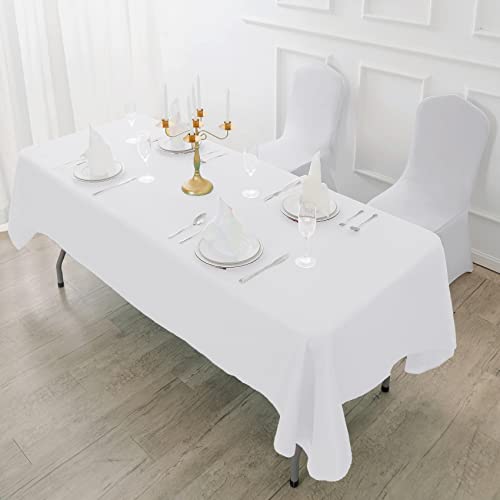 Fokitut 6 Pack Rectangle Tablecloth, 60x102 Inch, Stain Resistant and Wrinkle Polyester Table Cloth, Fabric Table Cover for Kitchen Dining, Wedding, Party, Holiday Dinner-White - Image 5