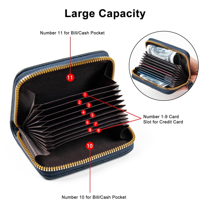 EcoVision Credit Card Holder RFID Card Case Wallet, Small Accordion Zipper Card Case Holder, Card Organizer Case for Women Men - Image 2