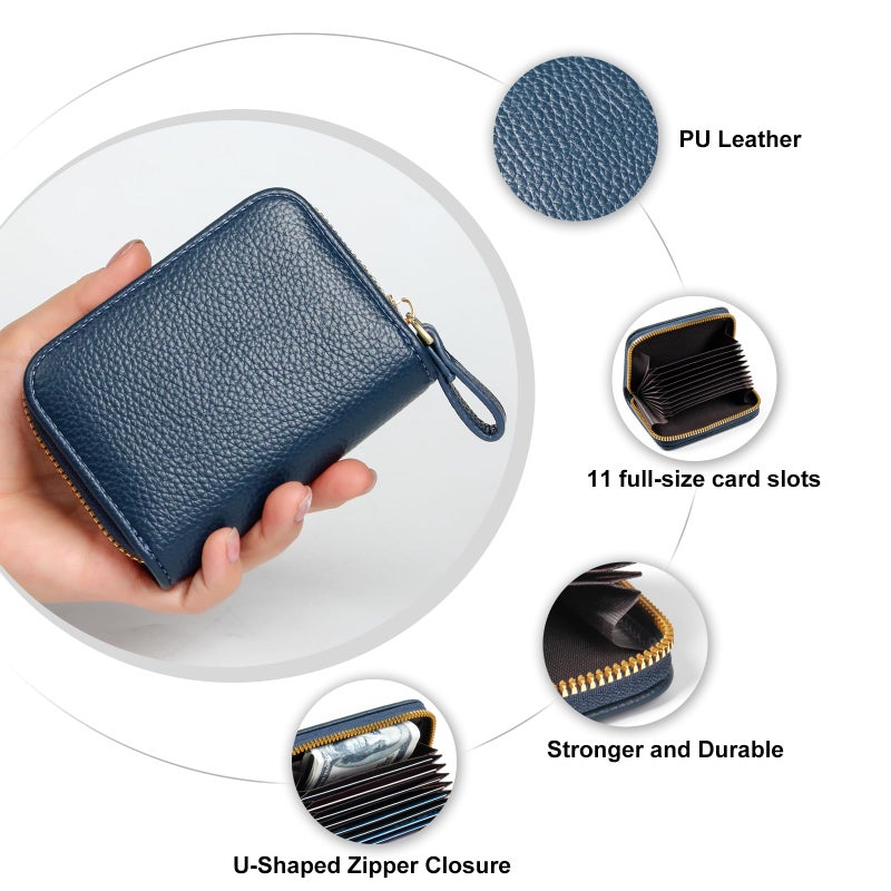EcoVision Credit Card Holder RFID Card Case Wallet, Small Accordion Zipper Card Case Holder, Card Organizer Case for Women Men - Image 5