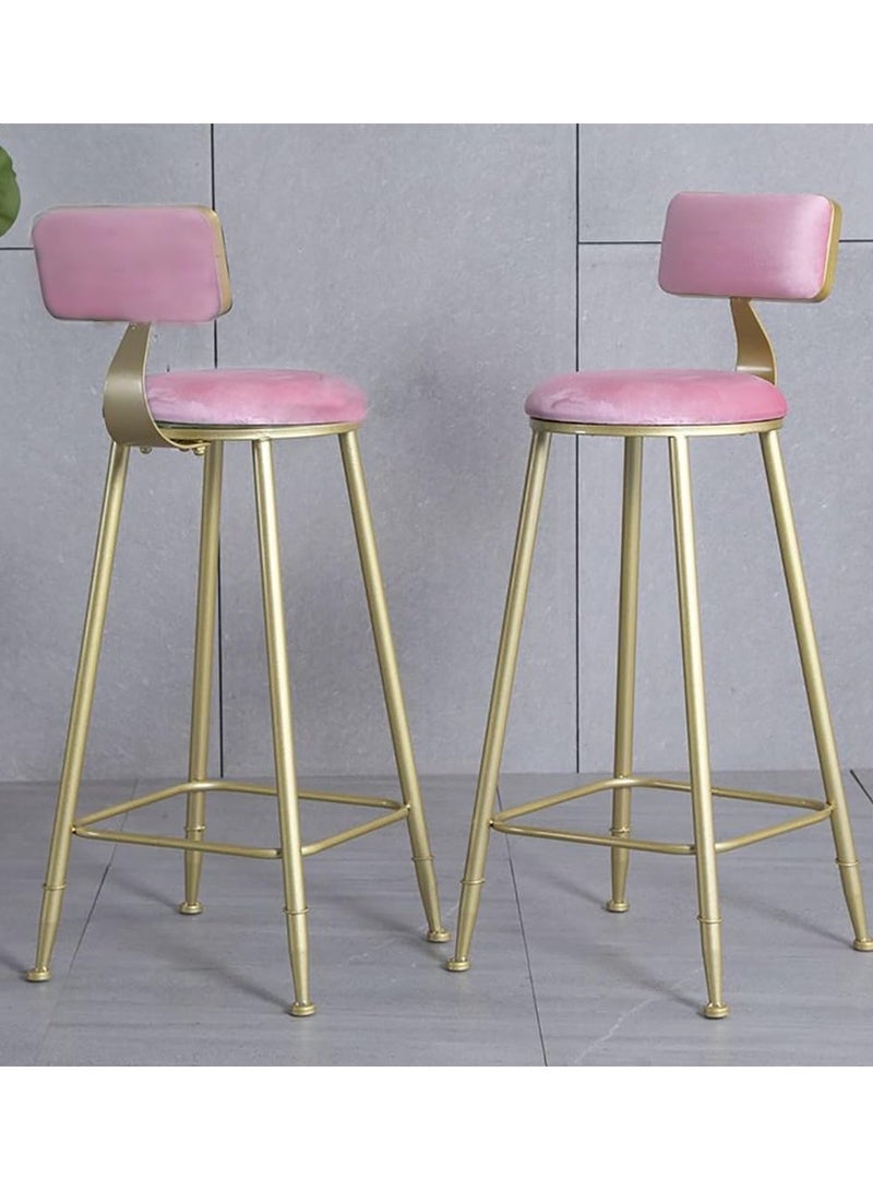 DubaiGallery Bar Stools Modern Velvet Home Bar Chair with Footrest Gold Legs Counter Stools Backrest Upholstered Bar Stool for Kitchen Island Living Room - Image 2