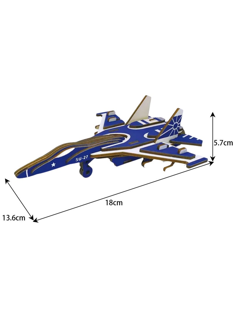 Wooden Puzzle 3D Model Building Blocks Assembly Toys For Boys (Su-27 Flanker) - Image 2