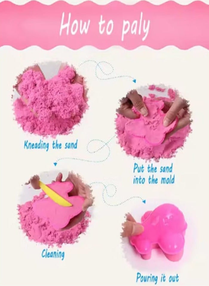 Magic Sand with 2 Animal Molds - Plasticine Underwater World Play Dough Kit, Colored Clay Kit, Castle Modeling Clay Kit, DIY Slime Toys (Purple) - Image 4