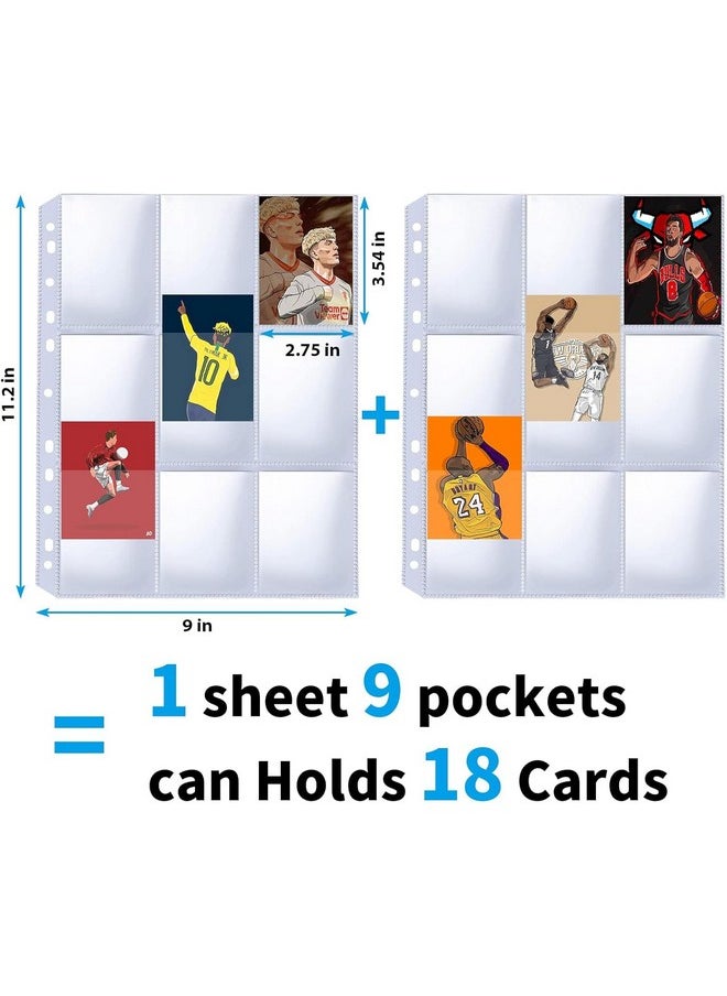 craftinova - 60 Pack 9 Pocket Card Sleeves Binder Sheets，Clear Trading Card Sleeve Pages Protector For 3 Ring Binder,11 Holes Trading Card Binder Sleeves Fit For Baseball,Football,Game,Business Cards - Image 1