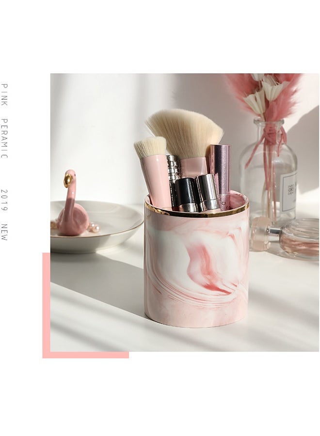 NIBEMINENT Marble Pattern Cosmetic Holder Pink/White - Image 2