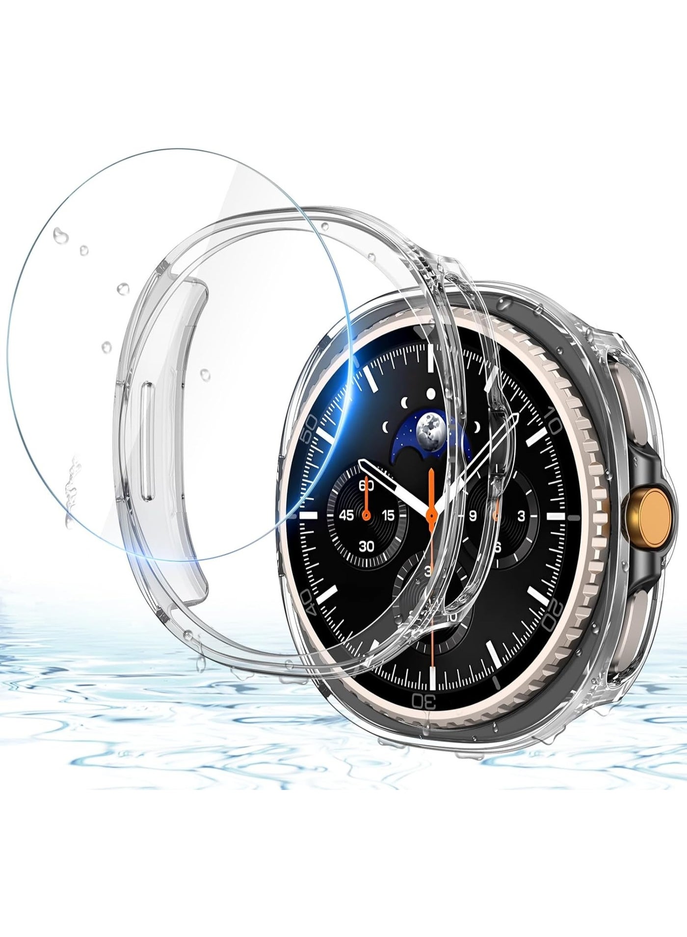 Samsung Galaxy Watch8 Classic Screen Protector Case Accessories, Protective Face Cover, Hard Bumper Built-in Tempered Glass Film