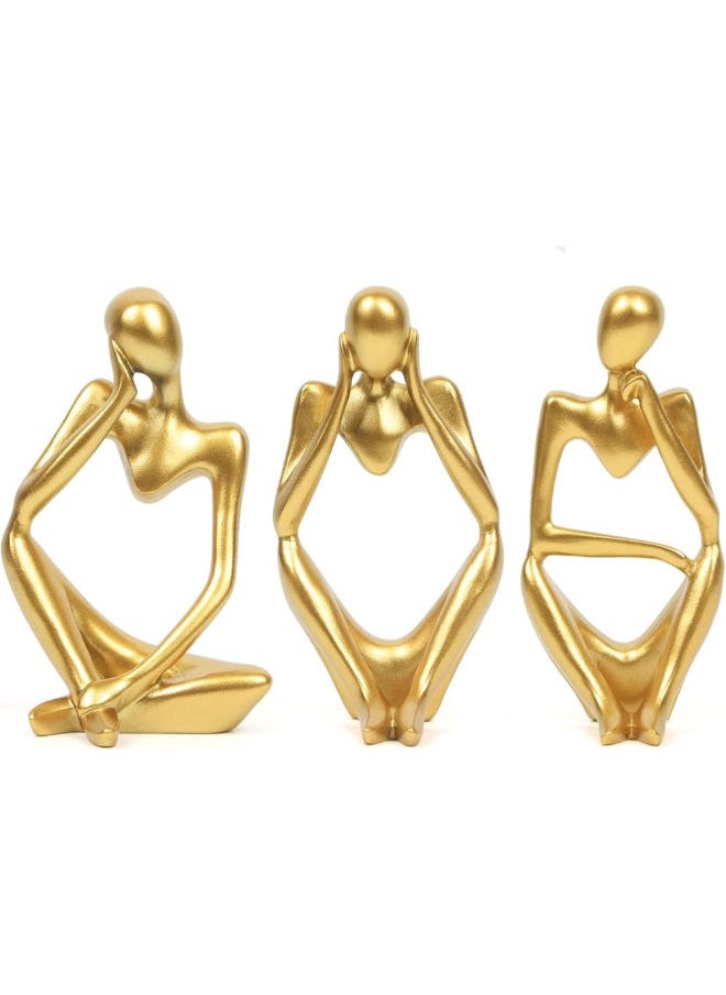Generic Kilarero 3 Pcs Gold Decor Thinker Statue, Abstract Shelf Decor, Resin Modern Bookshelf Decorations For Home Living Room Office Table Desk Decor 