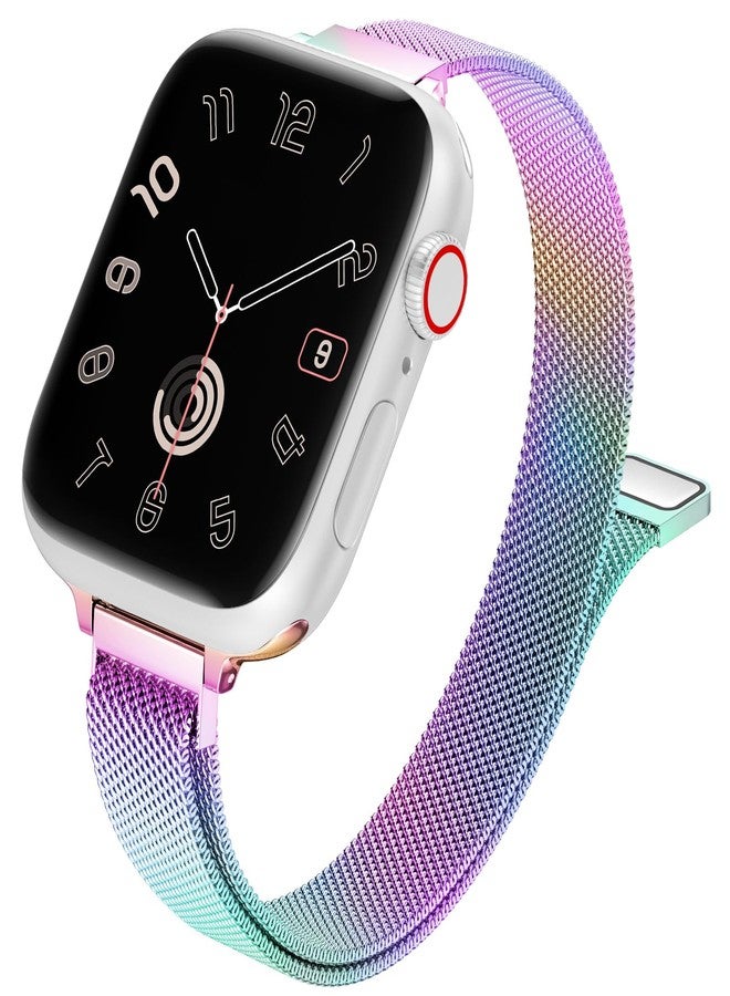 MARGE PLUS Slim Milanese Loop Compatible with Apple Watch Band for women 41mm 40mm 38mm 42mm 46mm 45mm 44mm, Stainless Steel Magnetic Mesh Strap work on iWatch Bands Series 11 10 9 8 7 6 5 4 3 & SE 3 - Image 1