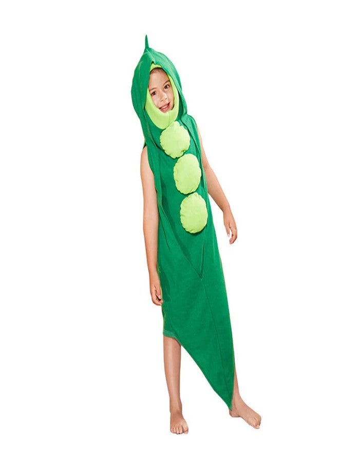 STIOEDYUAN Pea Pod Costume for Kids Funny Fruits Veggies Food Halloween Costume Party Slip On One Piece Outfit Cosplay (Green, Large) - Image 2