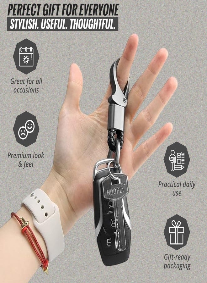 CarFrill Genuine Leather Car Keychain for Men & Women (Black, 1 Pc) | 360° Rotatable Metal Key Fob Holder with Anti-Lost D-Ring | Premium Universal Leather Keychain for Car, Bike & Home Keys - Image 4