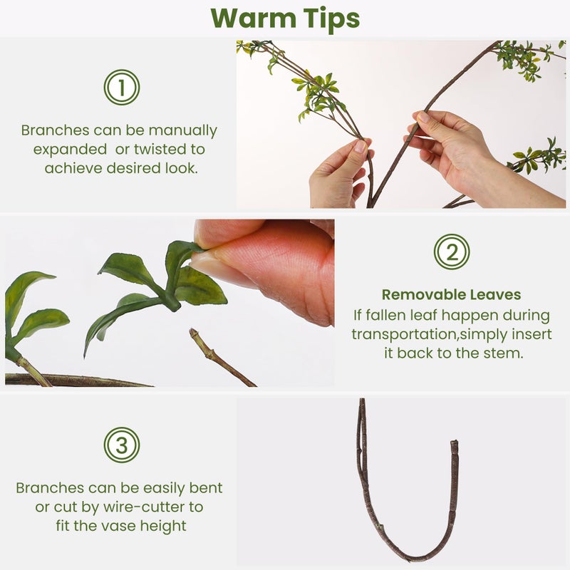 Avoeco Artificial Greenery Stems, 47â€Tall Fake Plants Branches, Real Touch Faux Enkianthus Perulatus Twig Leaf for Home Garden Office Wedding Vase Filler Shop Decoration (3 Packs-Green) - Image 5