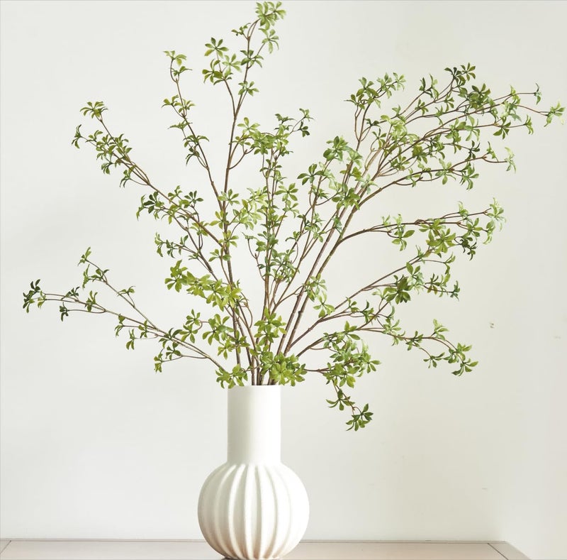 Avoeco Artificial Greenery Stems, 47â€Tall Fake Plants Branches, Real Touch Faux Enkianthus Perulatus Twig Leaf for Home Garden Office Wedding Vase Filler Shop Decoration (3 Packs-Green) - Image 1