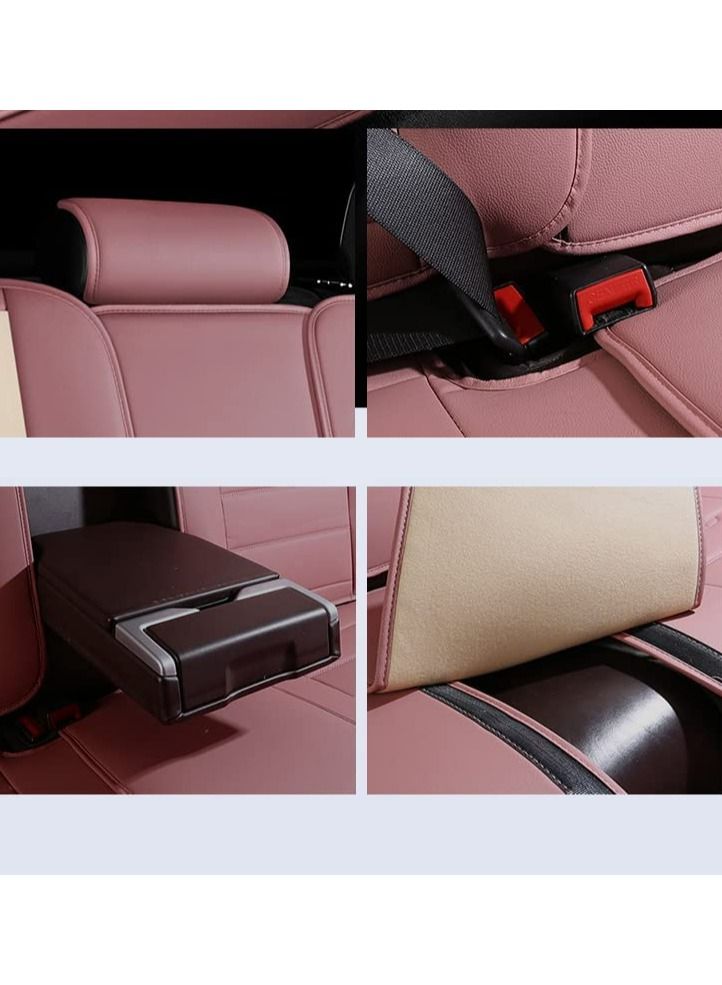 LIMOS Car Seat Cover Luxury PU Leather Full Set with Pillows Breathable(Pink) - Image 2
