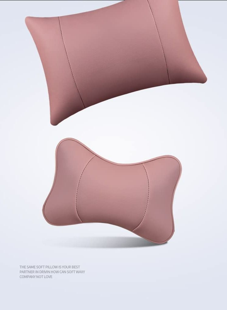 LIMOS Car Seat Cover Luxury PU Leather Full Set with Pillows Breathable(Pink) - Image 3