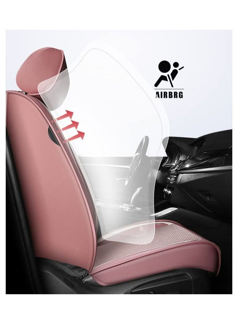 LIMOS Car Seat Cover Luxury PU Leather Full Set with Pillows Breathable(Pink) - Image 4