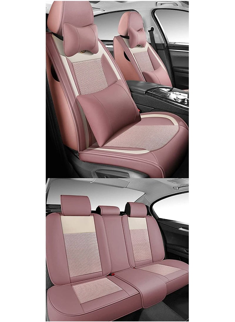 Car Seat Cover Luxury PU Leather Full Set with Pillows Breathable(Pink) - pzsku/Z1D4D465435FE94B40BDFZ/45/_/1652966224/c4730f20-2f1a-4810-a04d-63eea683ebb7