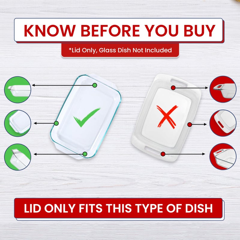 MRX Solutions Replacement Lids fits Pyrex 9x13 233 Glass Casserole Baking Dish Container with Tab Handles, for 3-Quart Model 233-PC (2-Pack, Red) - Image 2