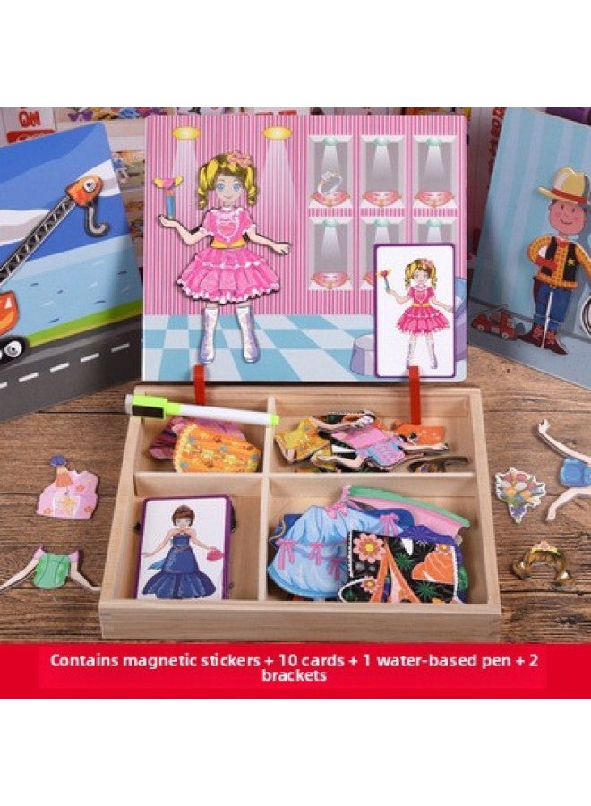 Children's Intelligence Character Five-dimensional Magnetic Puzzle Drawing Board Early Education Parent-child Game Puzzle Toy Wholesale-Color:Princess Changing Clothes - Image 1