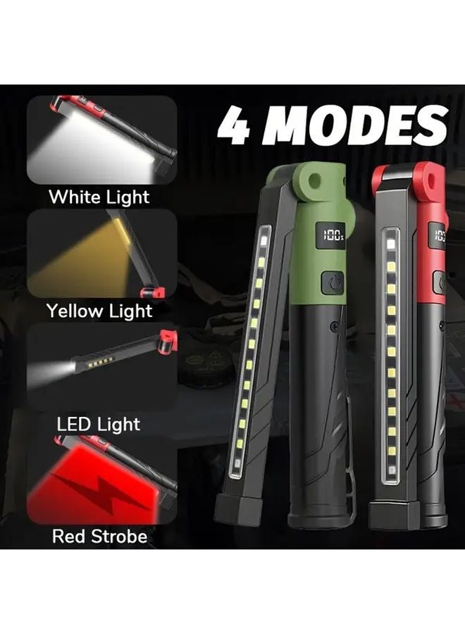 Green USB Rechargeable Magnetic Hands Free Flashlight 4 Modes LED Torch - Image 5