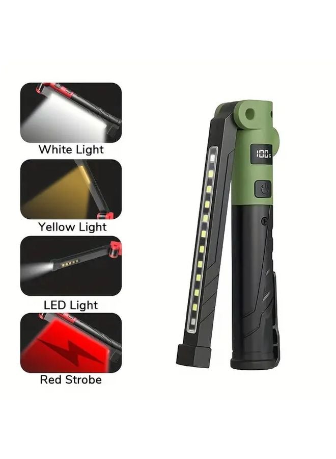 Green USB Rechargeable Magnetic Hands Free Flashlight 4 Modes LED Torch - Image 1