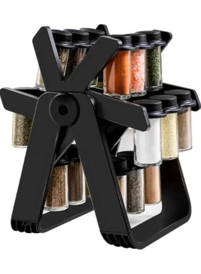 Rotating Spice Rack Organizer with 18 Glass Jars, 360° Revolving Kitchen Countertop Spice Stand, Seasoning Storage Holder - Image 2
