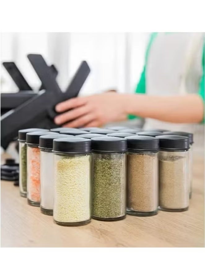 Rotating Spice Rack Organizer with 18 Glass Jars, 360° Revolving Kitchen Countertop Spice Stand, Seasoning Storage Holder - Image 4