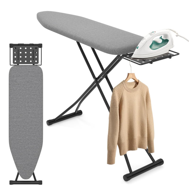 DIAMONDFORGE Ironing Board with Porous Iron Rest, 7 Adjustable Heights, 43" x 13", 3-Layer Heat-Resistant Cover & Pad for Home Laundry, Gray - Image 1