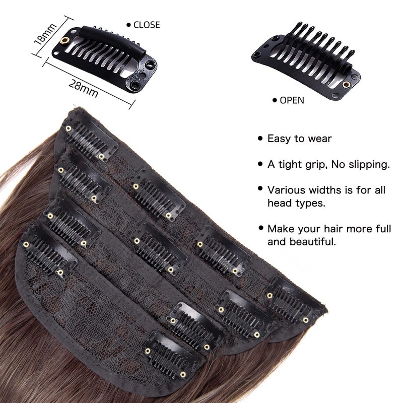LEEONS 4PCS Clip in Hair Extensions 20 Inches Long Blonde Soft Wavy Clip in Synthetic Hair Extensions for Women (Ombre Chocolate Brown Mix Ash Blonde, R6/88#) - Image 3