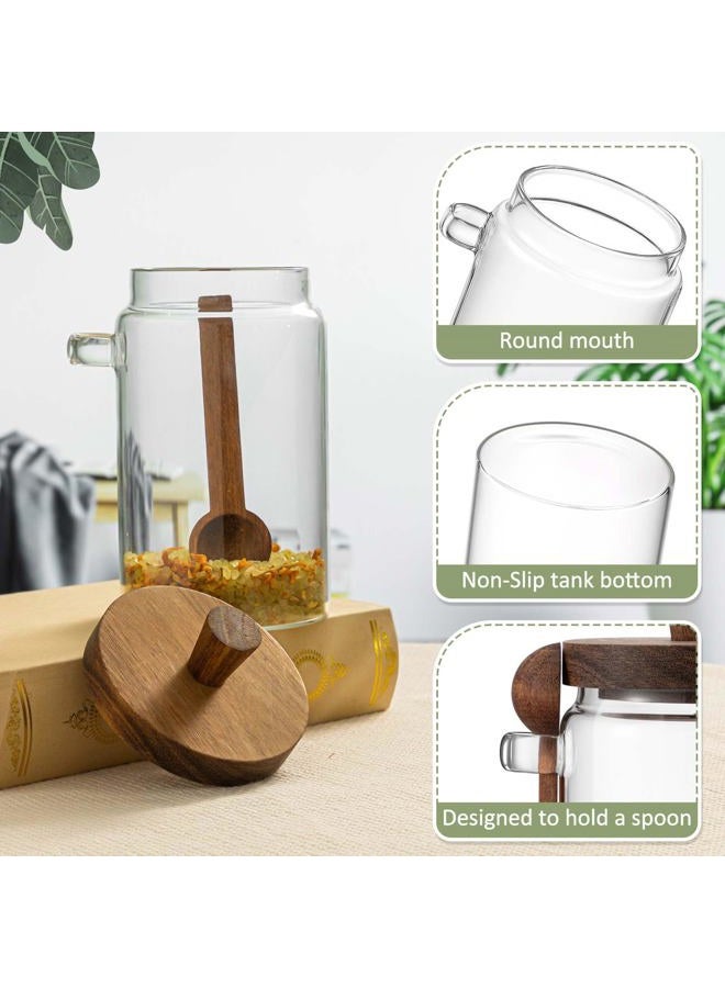 Suclain 2 Set Glass Bath Salts Jar with Wooden Lids and Scoop Bath Salt Container Food Airtight Storage Containers for Sugar Coffee Bean Candy Spice, 26oz - Image 3