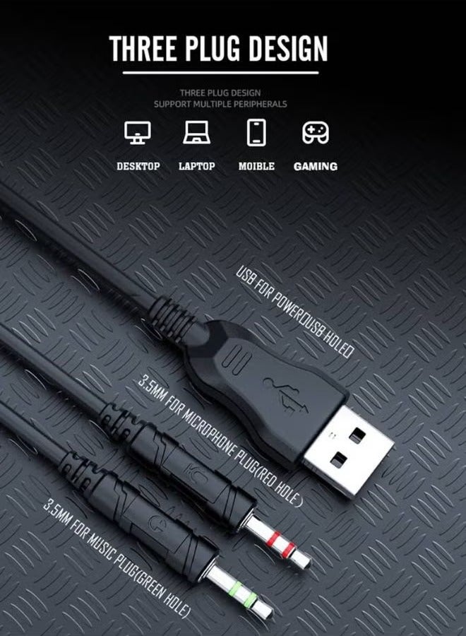 ELTRAZONE Wired RGB Gaming Headset with Microphone, 3.5mm Audio Jack, USB Connection, LED Backlight, Noise-Cancelling Mic, Comfortable Ear Cushions for PC, PS4, Xbox – Enhanced Gaming Sound Experience - Image 4