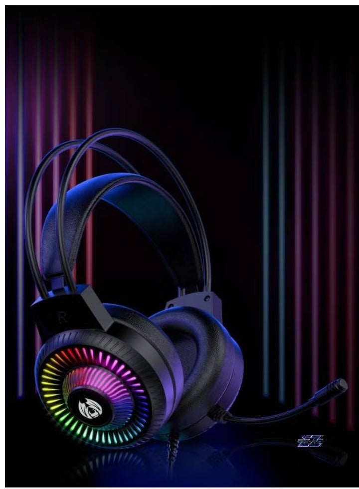 ELTRAZONE Wired RGB Gaming Headset with Microphone, 3.5mm Audio Jack, USB Connection, LED Backlight, Noise-Cancelling Mic, Comfortable Ear Cushions for PC, PS4, Xbox – Enhanced Gaming Sound Experience - Image 2