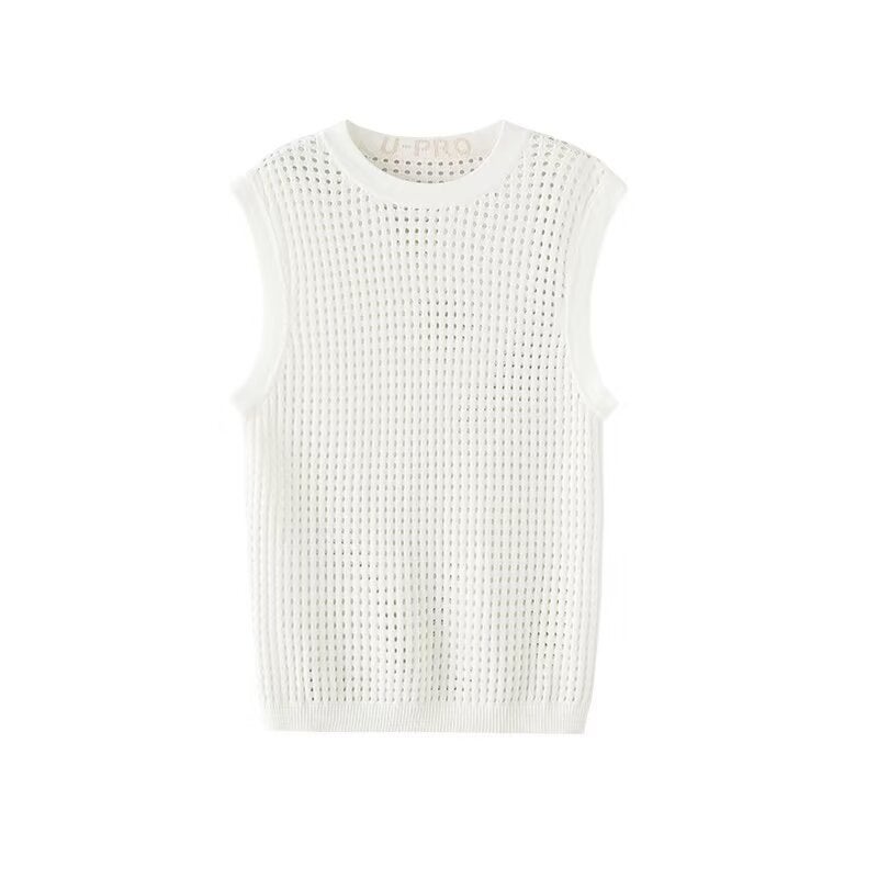 Mens Knit Sweater Vest Sleeveless Mesh Trendy Black  - Image 2