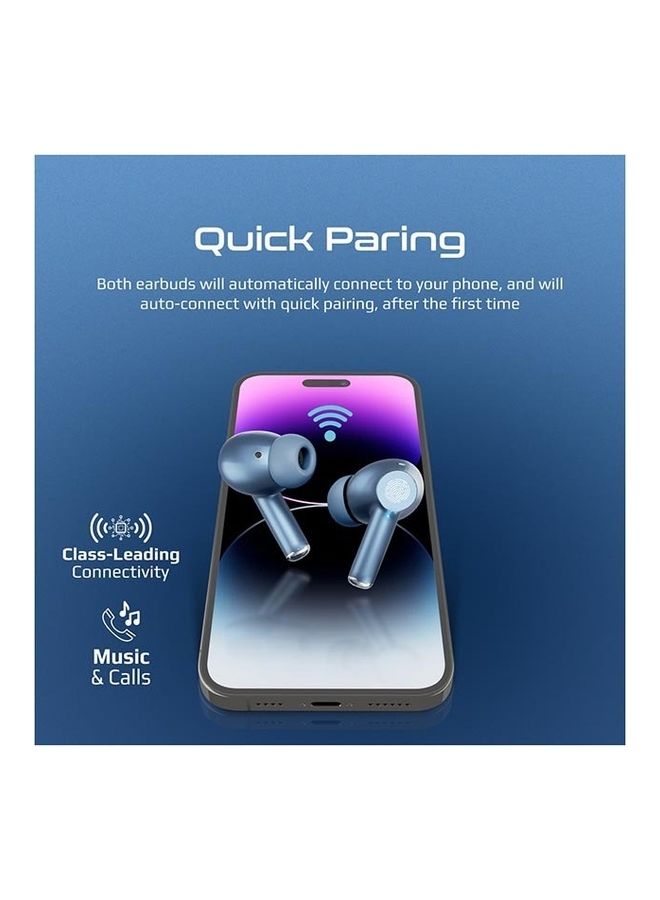 PROMATE True Wireless Earbuds, In-Ear Active Noise Cancelling Bluetooth V5.3 Earphones With Mic, 25H Playback Time, Intelligent Touch Controls And Charging Case For Iphone 17, Samsung S25, Ipad Air, Propods - Blue Blue - Image 4