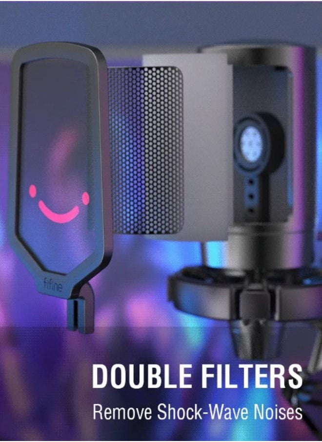 FIFINE - FIFINE Gaming PC USB Microphone, Podcast Condenser Mic with Boom Arm, Pop Filter, Mute Button for Streaming, Twitch, Online Chat, RGB Computer Mic for PS4/5 PC Gamer Youtuber-AmpliGame- A6T - Image 1