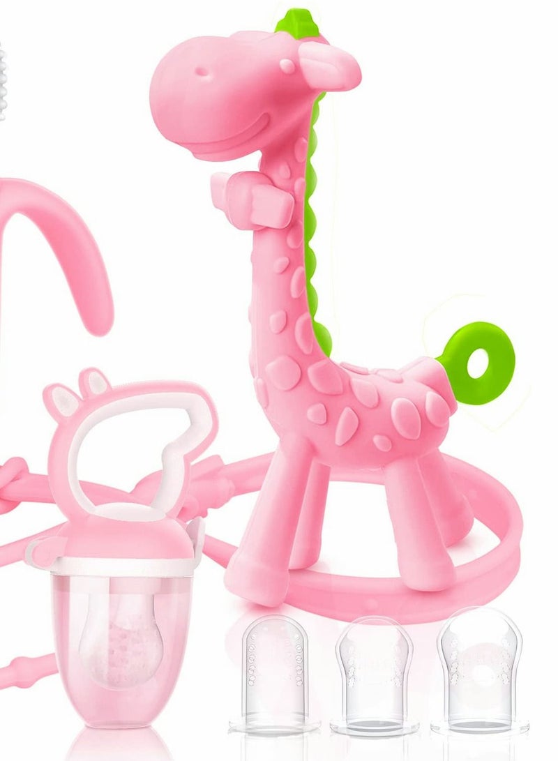 Y&D Baby Teething Toys and Natural Organic Food Feeder Pacifier Teether Chew Toys, KASTWAVE Bpa Free Set for Boys Girls, Fresh Fruit Feeding, 1 Teether, with 3 Silicone Sacs… - Image 1