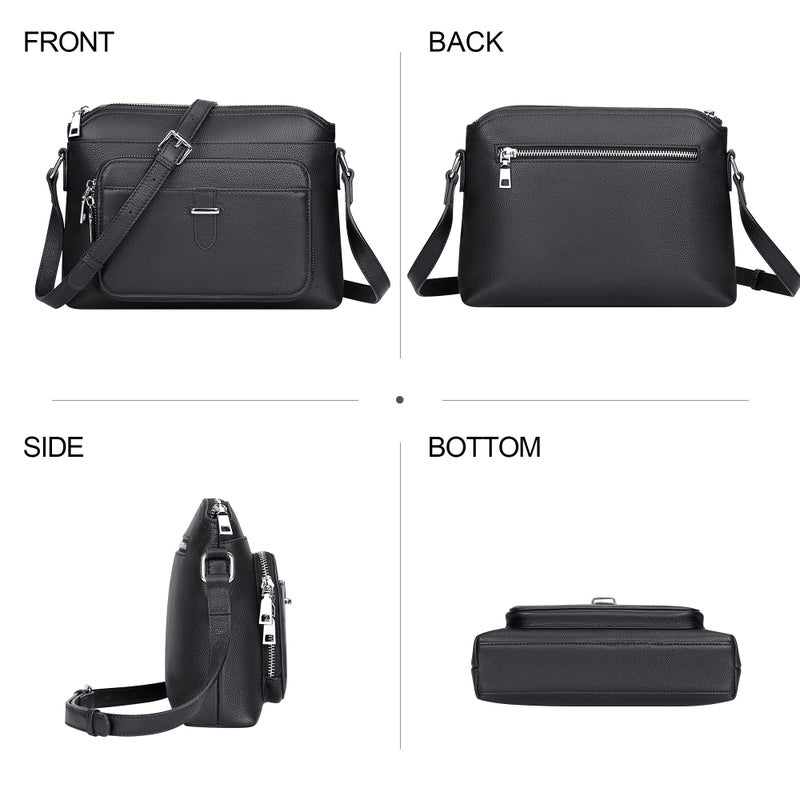 Over Earth Genuine Leather Crossbody Bags for Women Small Ladies Handbags and Purses with Card Slots(O205E Black) - Image 3