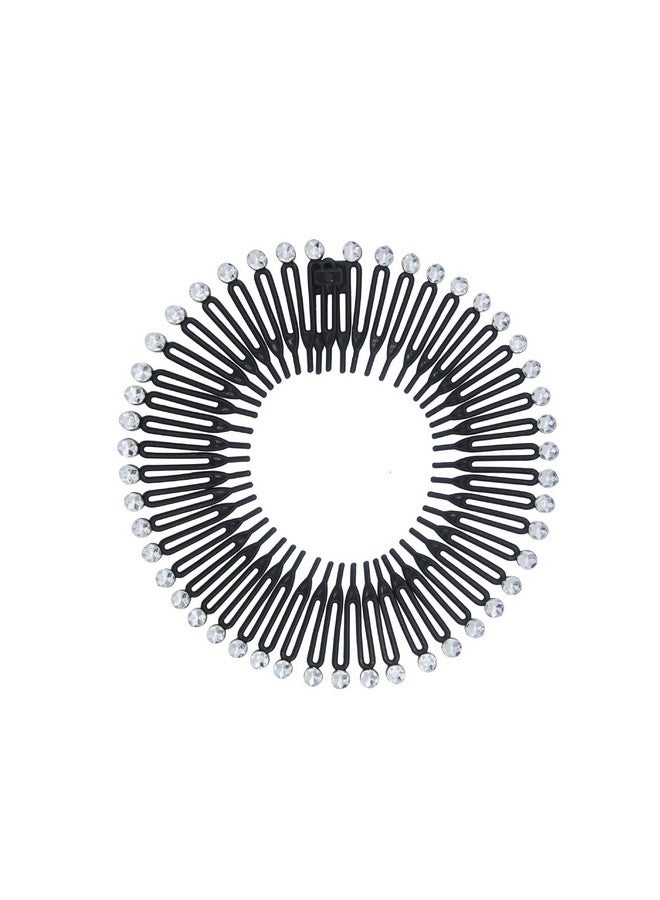 Suoirblss 10Pcs Stretch Flexible Hair Combs Headband Tooth Headband Hoop Fashion Stretchy Circle Flexible Comb Teeth Headband Hair Clips Women'S Lady (Black) - Image 1