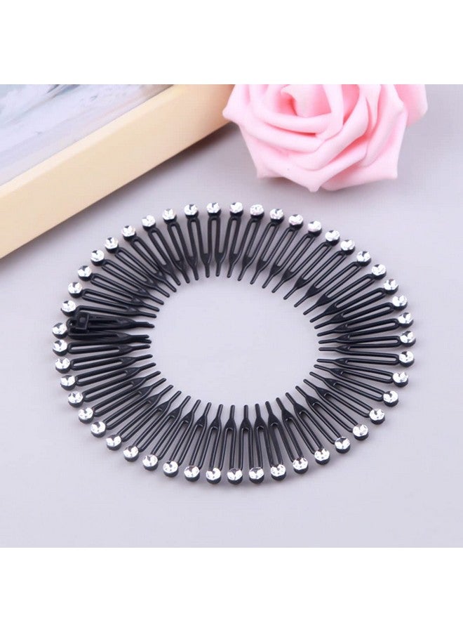 Suoirblss 10Pcs Stretch Flexible Hair Combs Headband Tooth Headband Hoop Fashion Stretchy Circle Flexible Comb Teeth Headband Hair Clips Women'S Lady (Black) - Image 2
