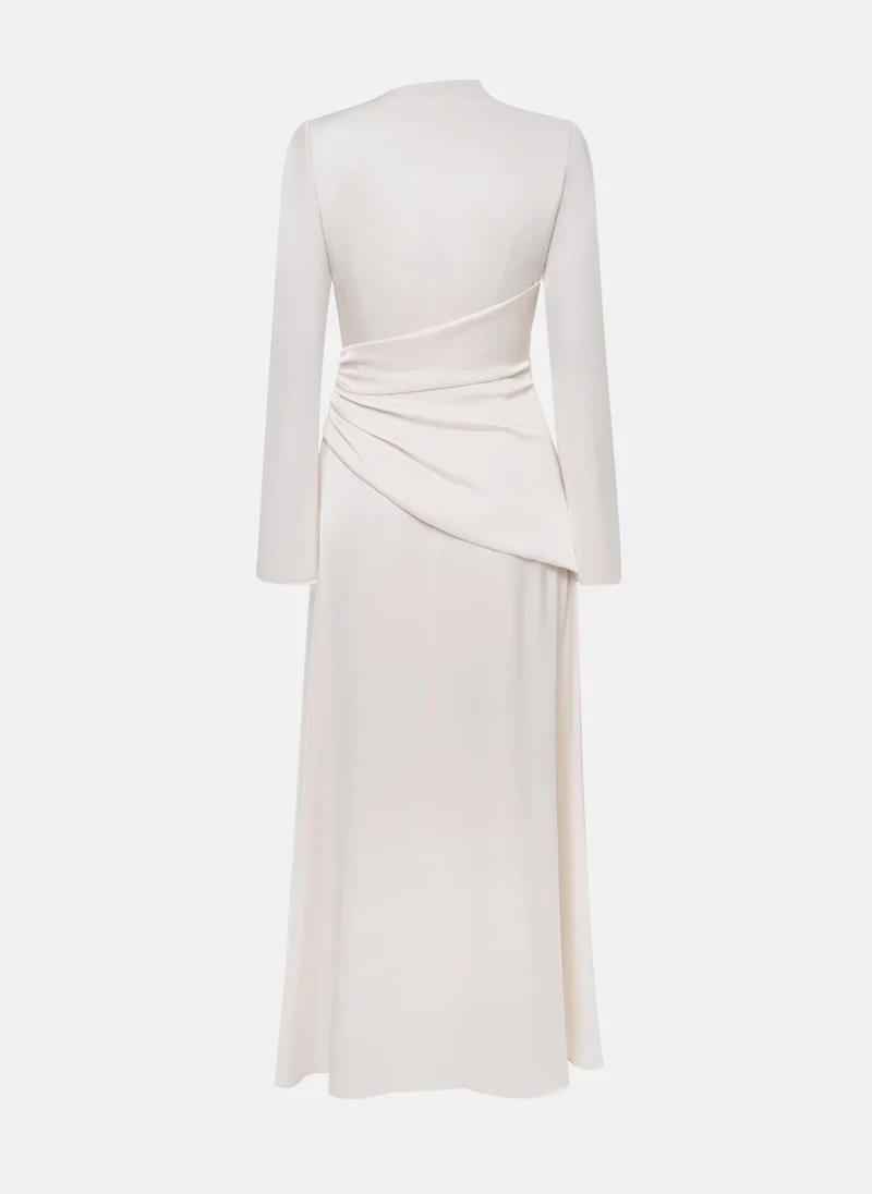 Lichi Long sleeved maxi dress with draping at the waist