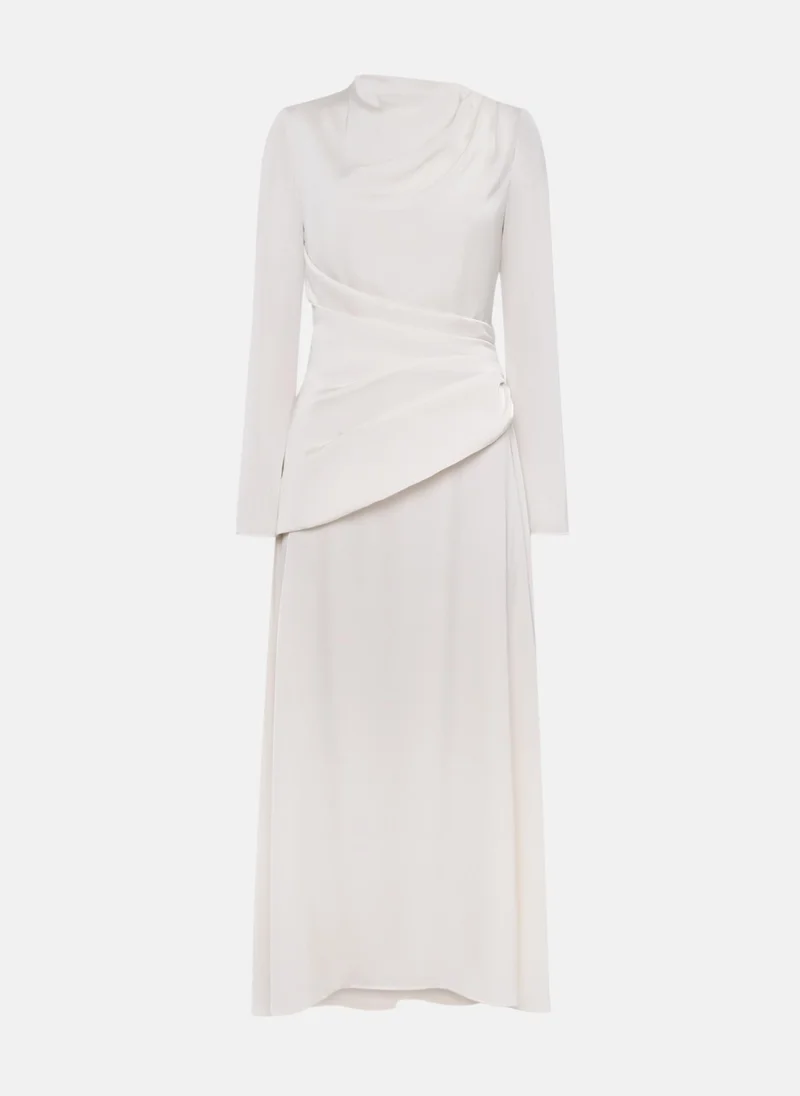 Lichi Long sleeved maxi dress with draping at the waist