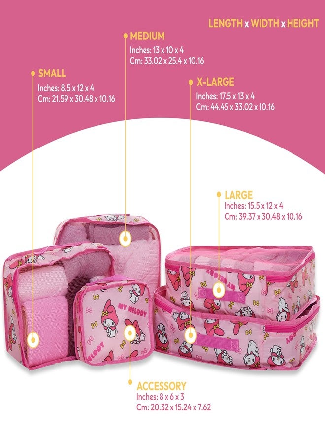 Sanrio's Hello Kitty Packing Cubes - 5 Piece Packing Cube Bags - Travel Essentials - Suitcase Luggage Organizer Set - Hello Kitty and Friends, My Melody, Kerromi, Kerropi, Badtz-Maru (My Melody) - Image 2