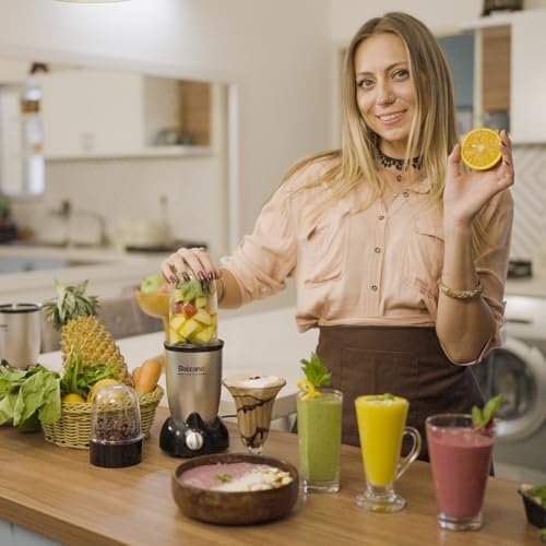Balzano ABS Bullet Mixer Grinder 500W,5 Years Motor Warranty,5 Jars,2 Blades,2 Lids,Italian Premium Brand,Pulse Function,Mixer Blender for Smoothies,Smoothie Maker,1 Years Product Warranty,Silver - Image 4