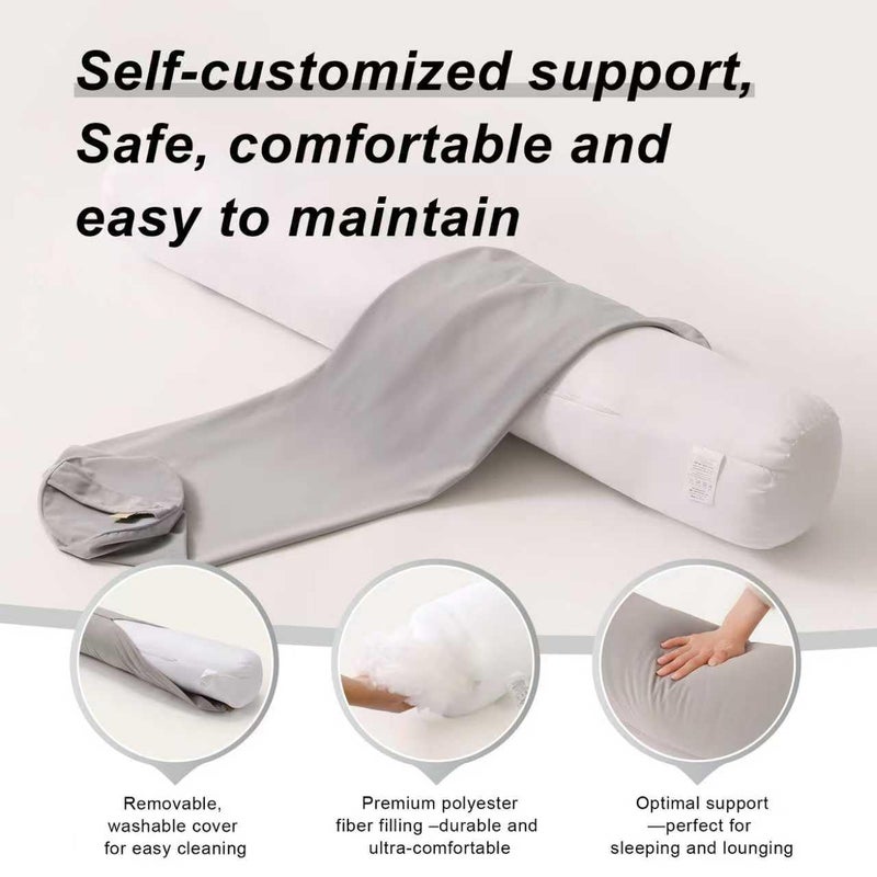 Ailuteie Body Pillow for Adults,Long Round Pillow,Big Cylindrical Pillow,Large Full Bolster Pillows for Side Sleepers (Zinc Gray, 47.24"*7.87") - Image 4