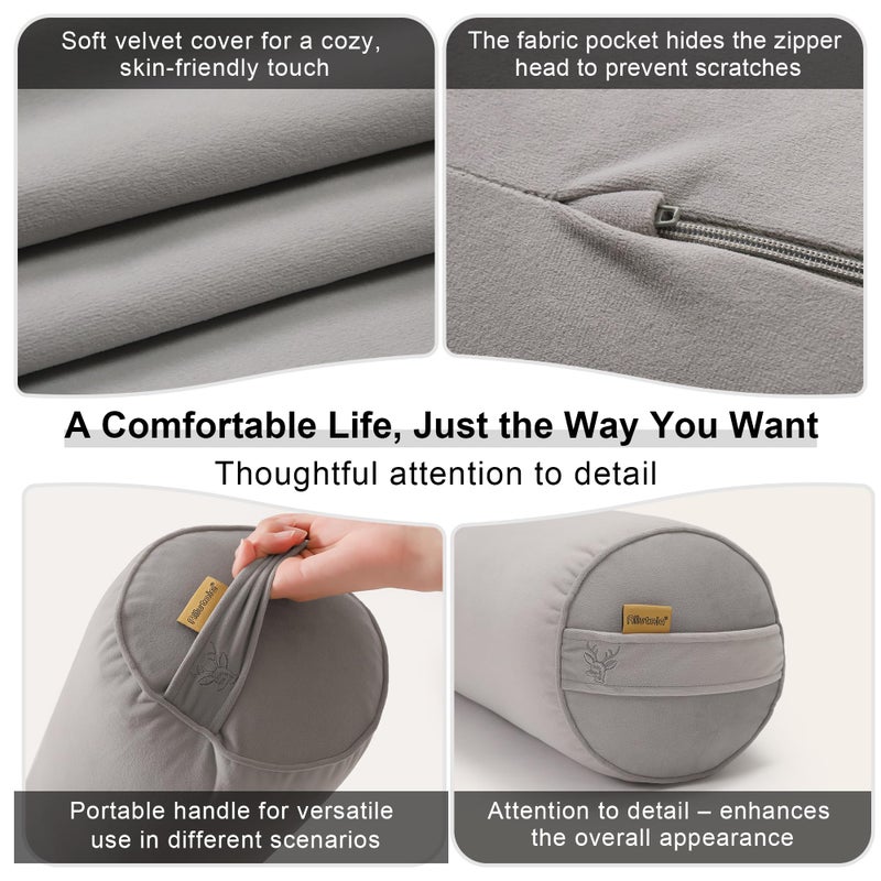 Ailuteie Body Pillow for Adults,Long Round Pillow,Big Cylindrical Pillow,Large Full Bolster Pillows for Side Sleepers (Zinc Gray, 47.24"*7.87") - Image 5