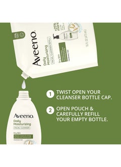 Aveeno Aveeno Daily Moisturizing Facial Cleanser with Soothing Non-GMO Oat, Leaves Skin Feeling Hydrated, Soft & Supple, Paraben-, Sulfate-, Fragrance-, Dye- & Soap-Free, Refill Pouch, 16 fl. oz  - Image 5