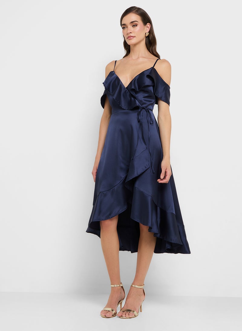 Style Cheat Satin Ruffle Dress - Image 1