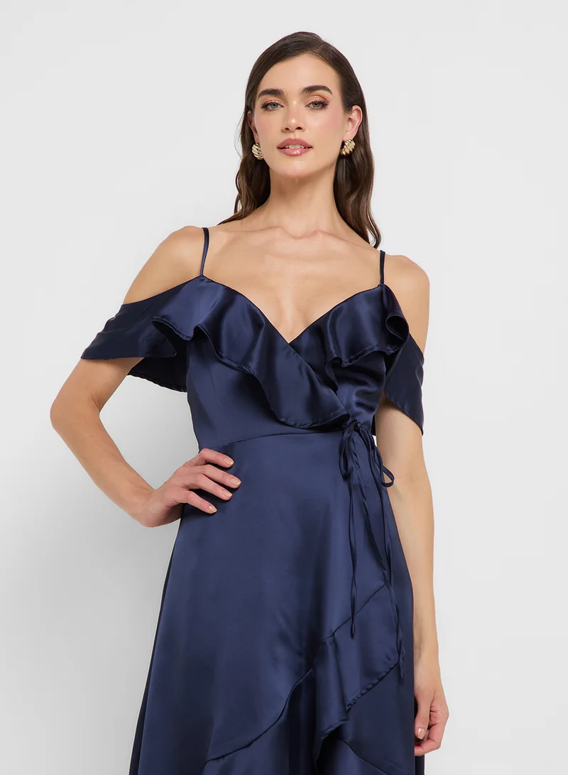 Style Cheat Satin Ruffle Dress