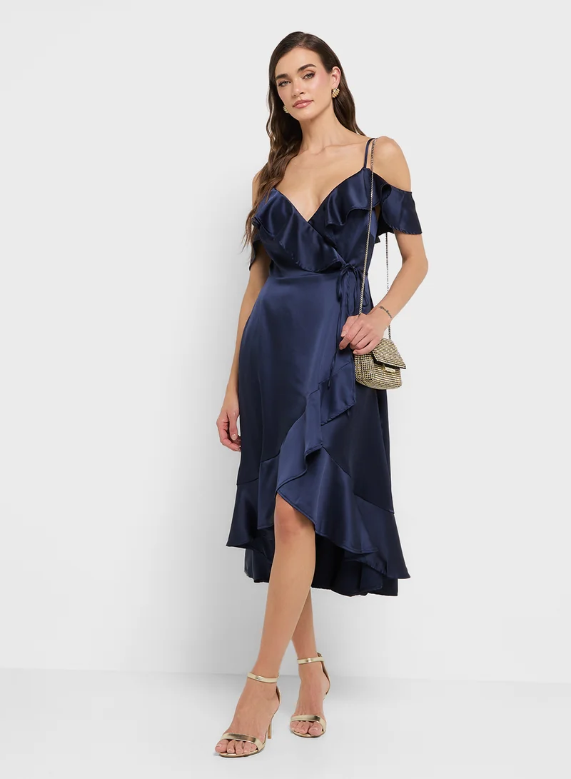 Style Cheat Satin Ruffle Dress