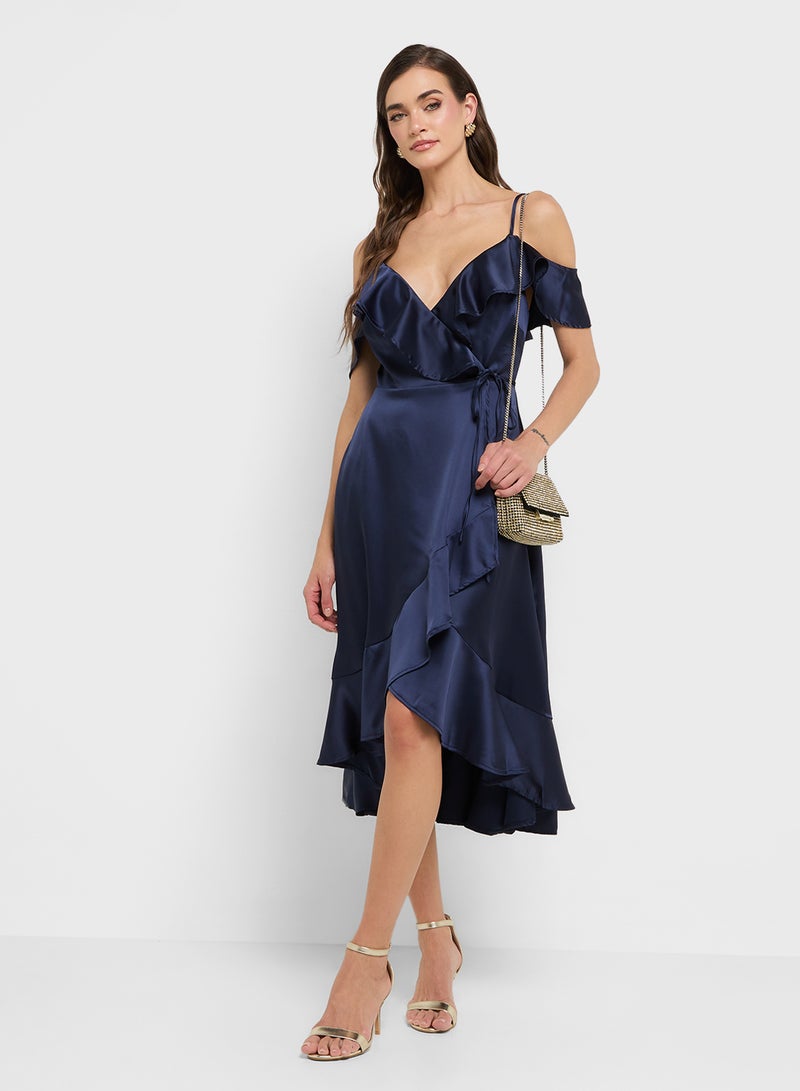 Style Cheat Satin Ruffle Dress - Image 4